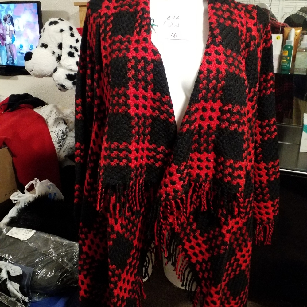 Red and Black plaid wrap